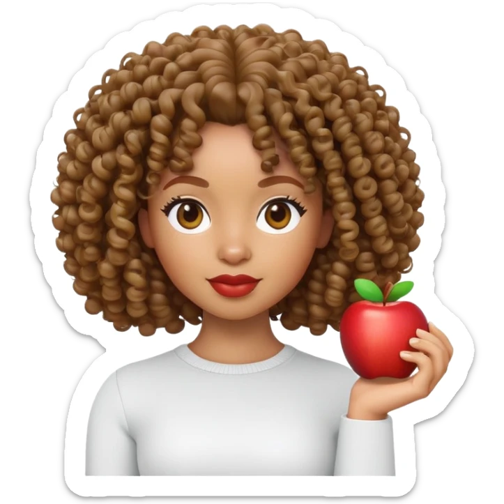 light skin Black woman with curly hair, 3D Apple Memoji style sticker
