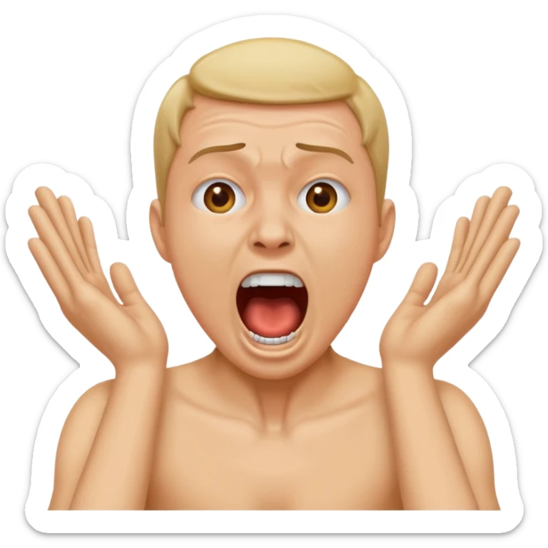 Can you make an emoji of a person putting both their hands on their neck and making a screaming face? sticker