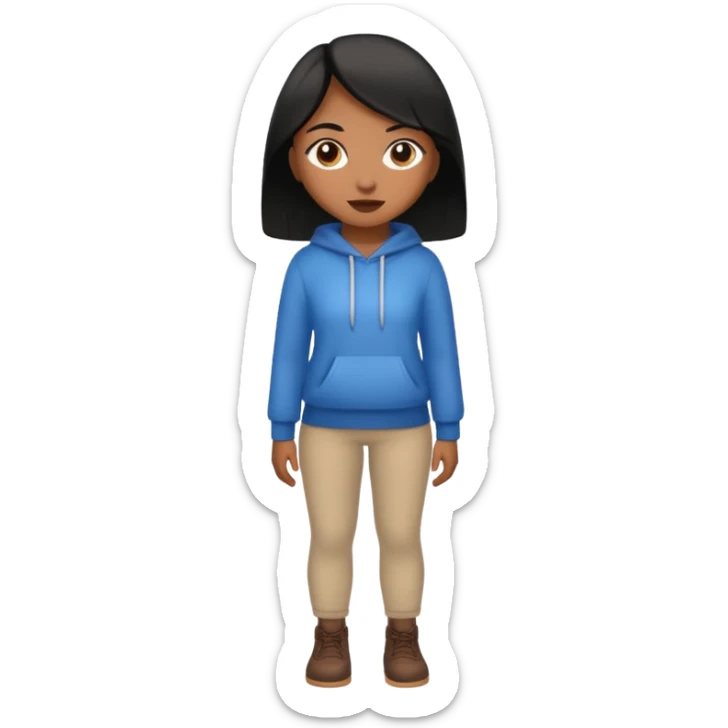 full body girl with brown skin and black hair sticker