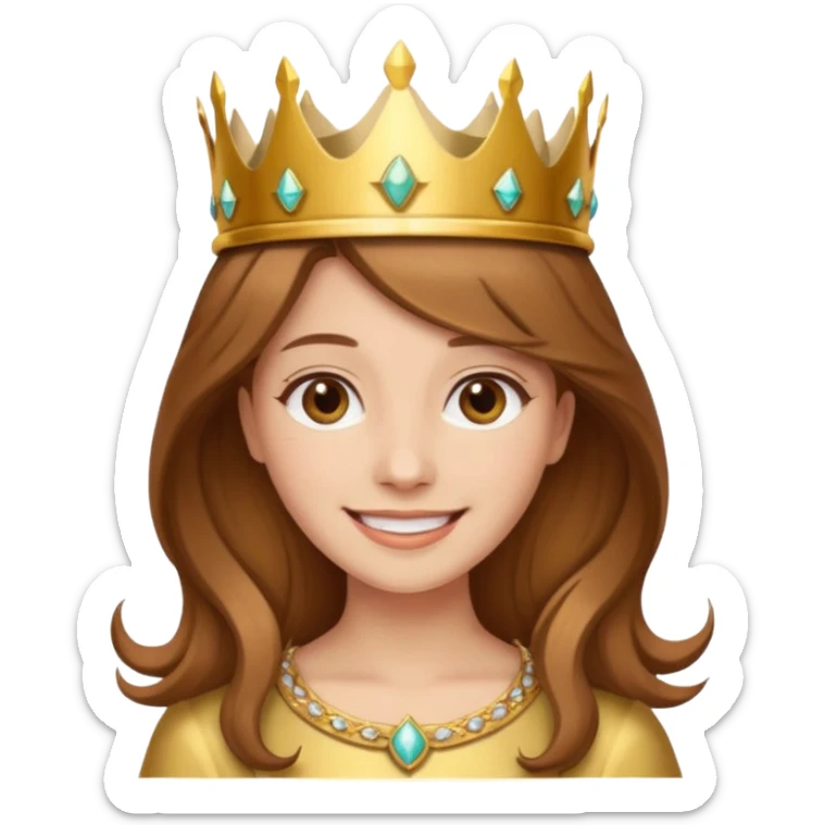 Kumral kahverengi saçlı bir kadın kafasında taç sticker