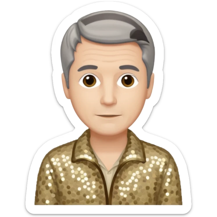 Jeremy Slate, Actor (1926-2006) with gray-brown hair, beige sequin outfit sticker