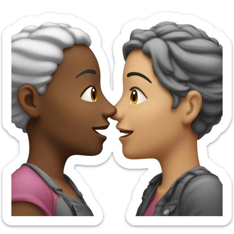 One woman whispers into the ear of another woman closing by hand sticker