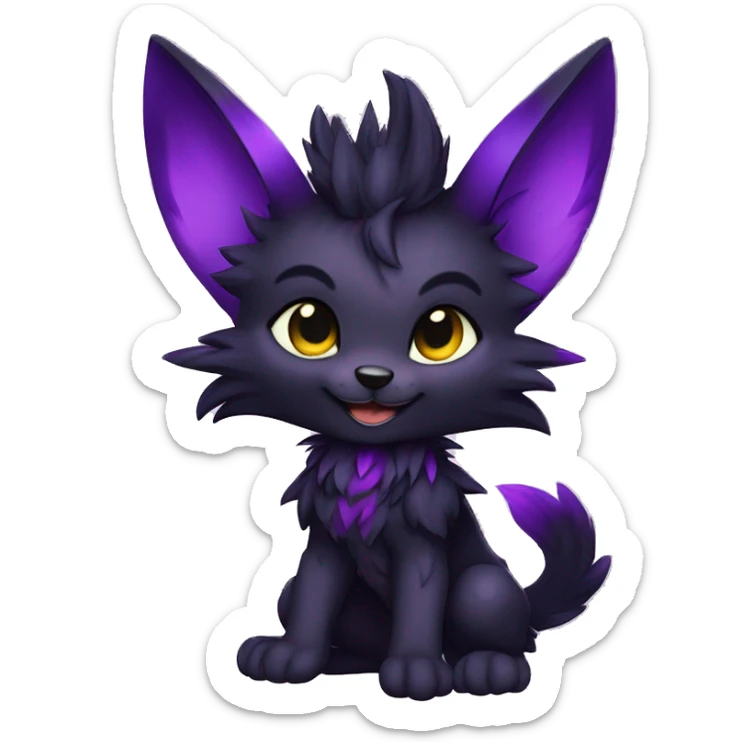 Anthro-Edgy-Cool-Black-Purple-Contrast-Colors-Fantasy-Fur-Sona-Chibi-Shiny-Fakémon-Hybrid full body sticker