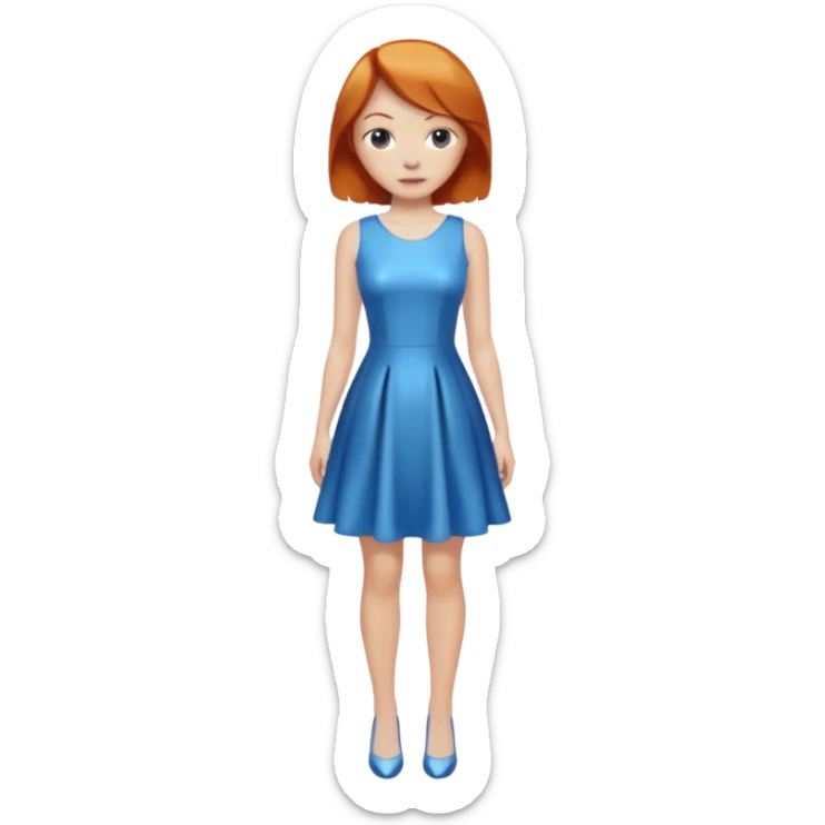 woman lshort ginger hair blue shiney dress full body sticker
