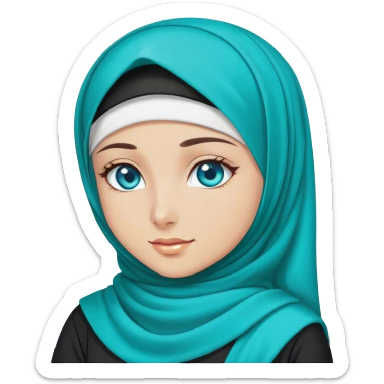 Turkish beautiful finish Konya girl blue eyes with hijab and turquoise stone dress sticker
