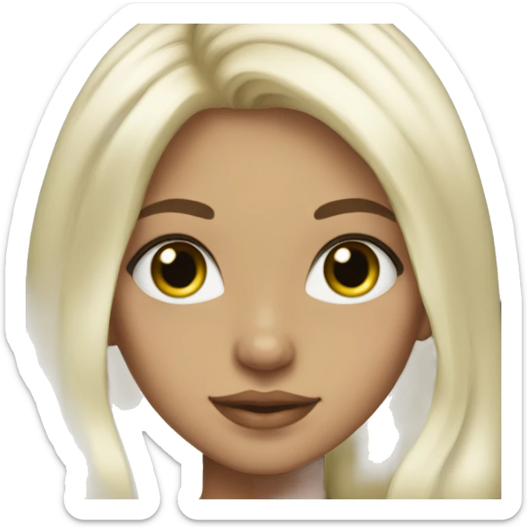 Girl, platinum blonde hair with brown roots, long hair, green eyes, tan skin sticker