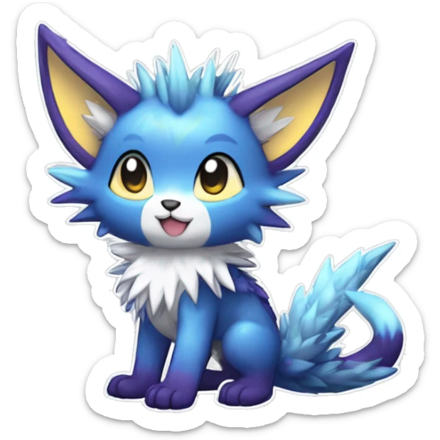 Anthro Scalie Spiky Cool Edgy Magical Shiny Colorful Pastel Sparkle Kemono-style Chibi Fantasy-Animal-Fakémon-Pokémon-Hybrid Fur Sona Aesthetic Full Body sticker