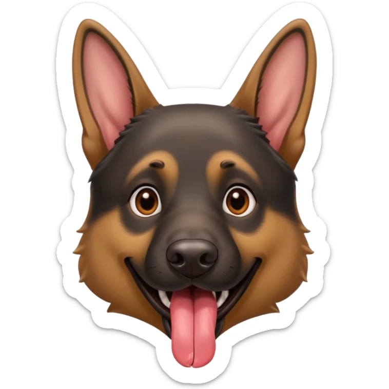cartoon style dark German Shepherd dog with its tongue hanging out long sticker