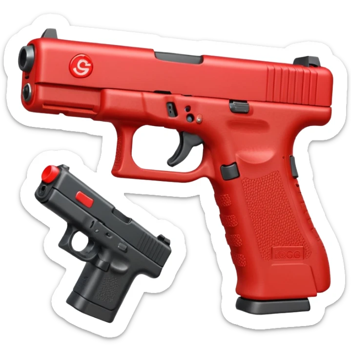 a red glock 20 with a drum mag inside of it with a red flag like people wear in real life with a incognito switch in the back plate sticker
