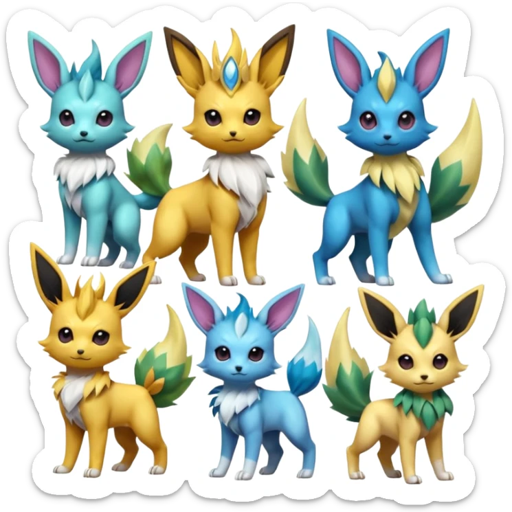 Jolteon-Flareon-Vaporeon-Leafeon-Umbreon-Glaceon-Espeon-Sylveon-Fakémon-Pokémon-Digimon-hybrid-fusion (full body) sticker
