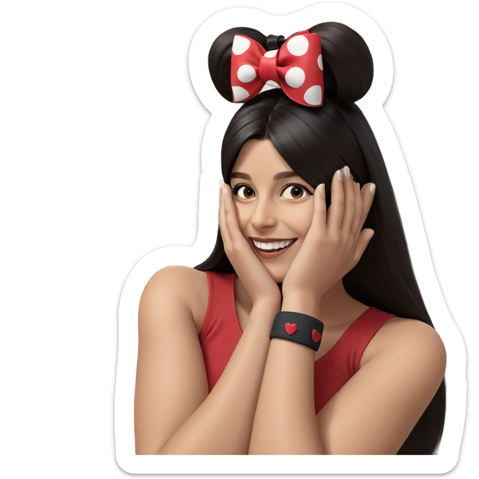 smiling girl with hair bow sticker