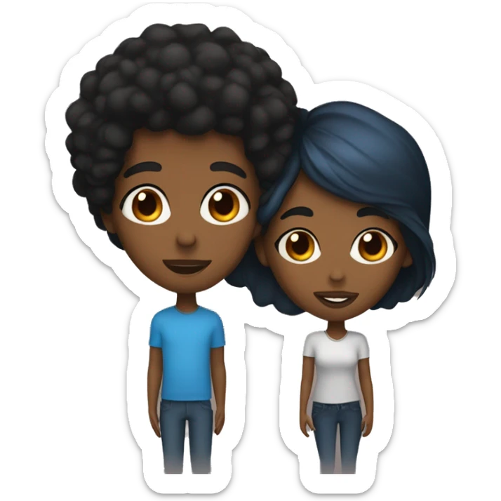 black woman with blue eyes kiss brown man with black hair and blue eyes sticker
