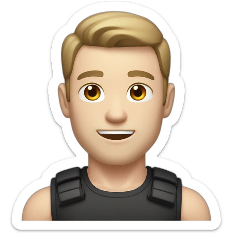 Pale skinned Fit Man With the biceps and brown hair in black shirt and gray shorts sticker