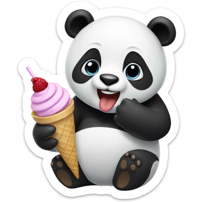 Panda eating ice cream sticker