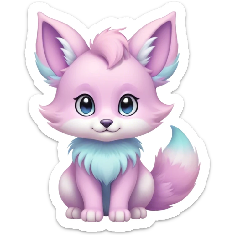 Kawaii bright fantasy ethereal anthro fursona animal with a tufted tail and round ears sticker