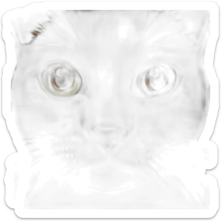 Black cat with orange spots on the body, yellow eyes and green pupils sticker