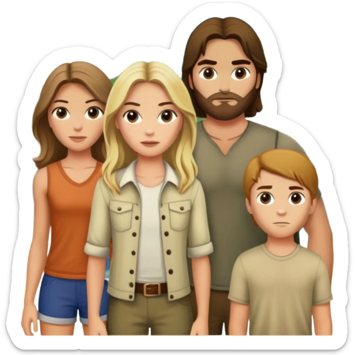 Lost TV series Kate, Sawyer, Hurley, Jack side by side on the island where the series Lost was filmed sticker