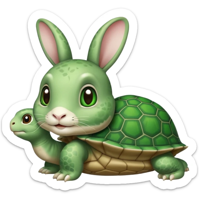  lapin qui a les yeux fermés et la tortu qui mange de la letu sticker
