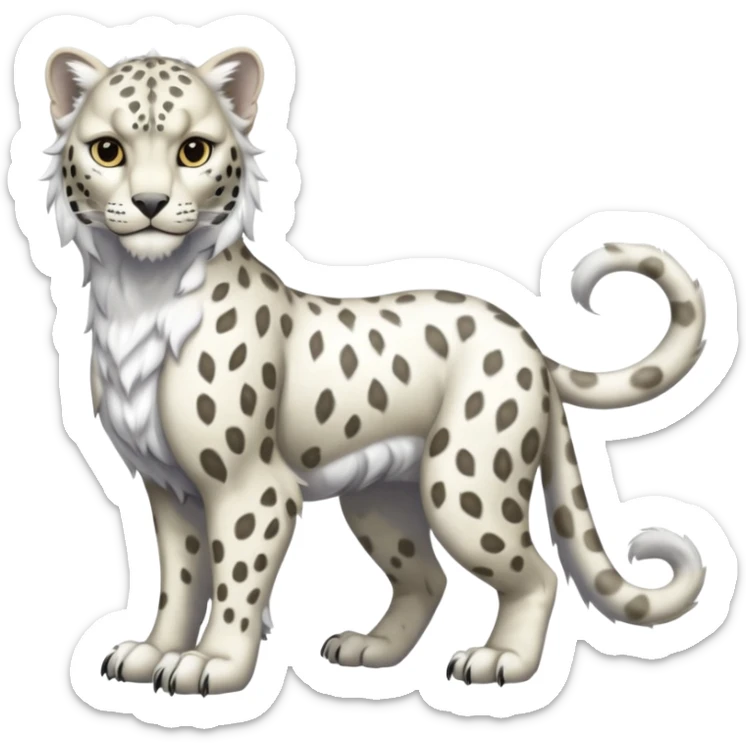 Albino white-furred Snow-Leopard-Gryphon-griffin-chimera-hybrid, full body sticker