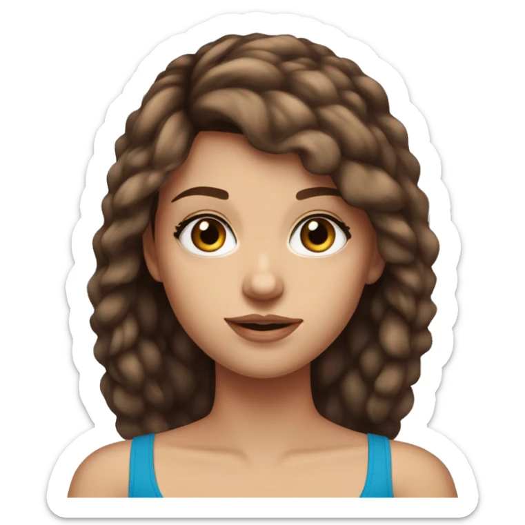 Girl with brown hair blue eyes tank top and long lashes sticker