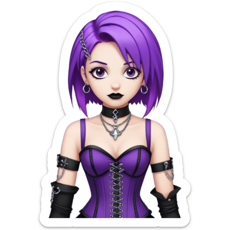 my nickname on the discord server is Little VIper, i have purple hair and an alt/goth style so like corsets and black with silver chains. i want a animated emoji with the text "'Lil Viper Mad" sticker