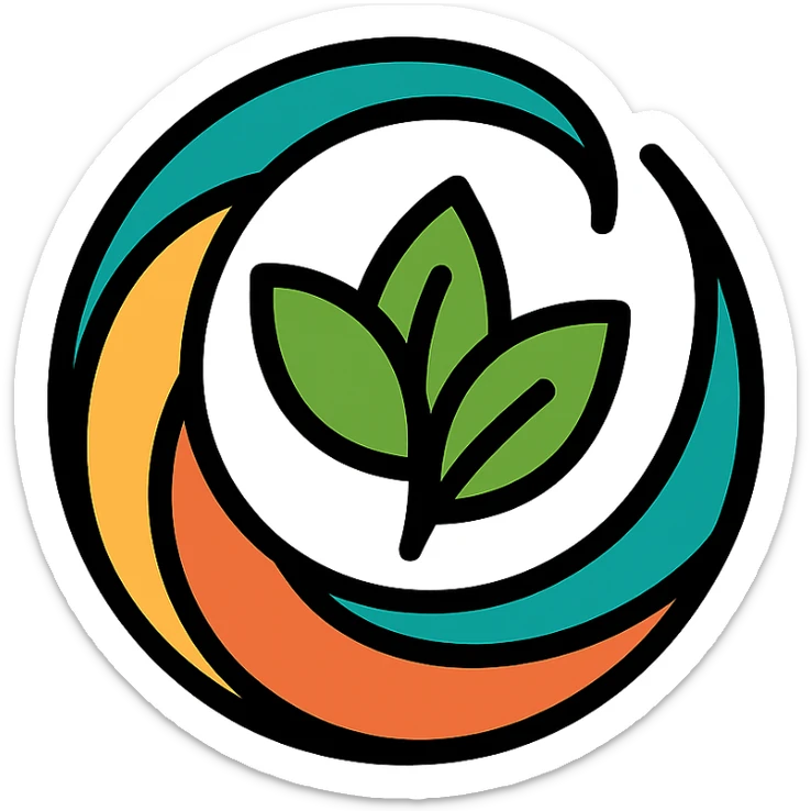 bold colorful icon of tea leaf swirl, referencing Taiwan tea culture, no cliche sticker