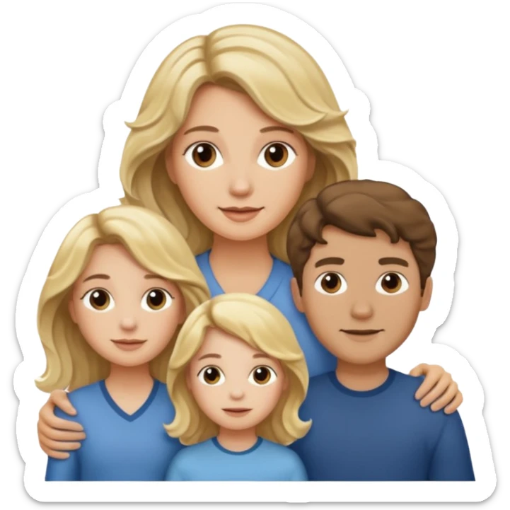 Família de uma mulher loira, um homem de cabelo castanho ondulado e dois filhos sticker