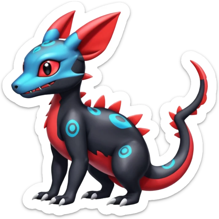 Cute Shiny Colorful Guilmon-Salandit-Umbreon-Fakémon-hybrid-creature (full body)  sticker