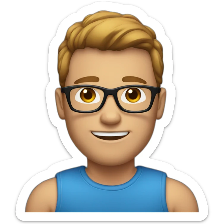 Muscular-Men-with-black-glasses-blue-eyes-and-short-chestnut-hair sticker