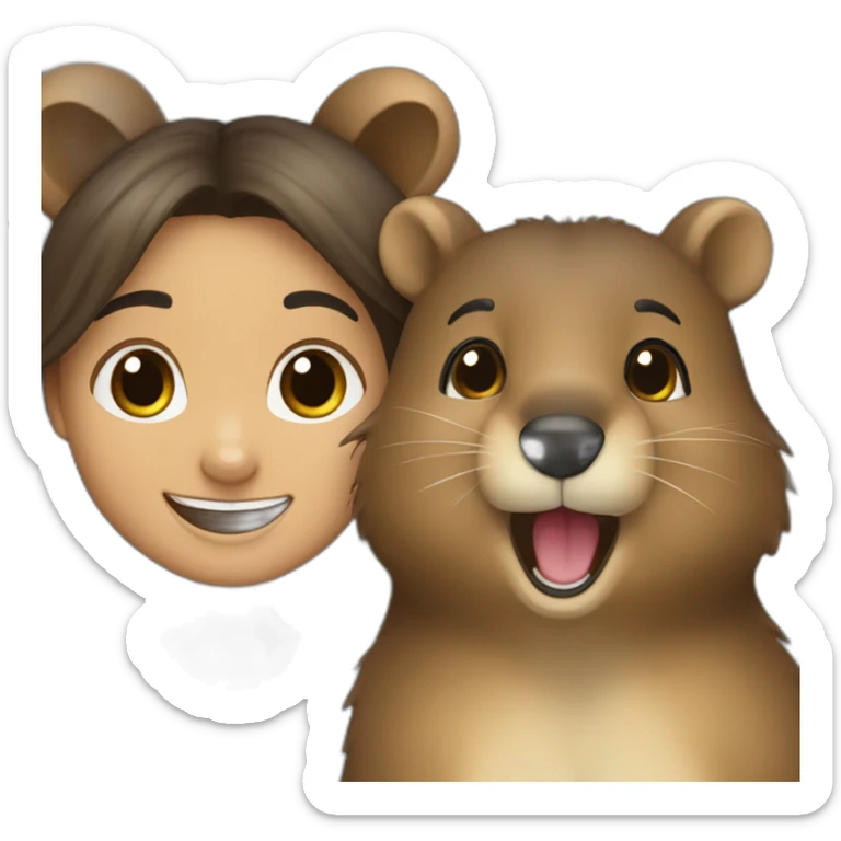 a-happy-quokka-with-happy-girl-who-is-black-long-hair sticker