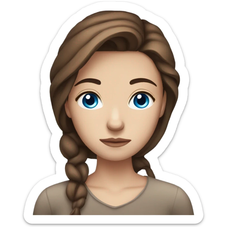 beautiful sad yang women fair skin blue eyes  brown hair figure sticker