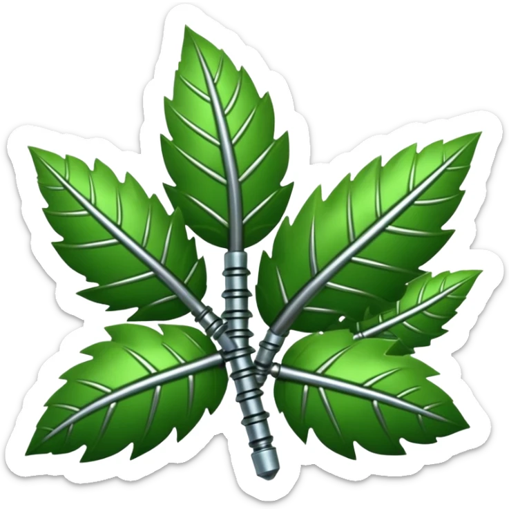 quiero una fucion de pernos y hojas de arbol ahi esta un referente sticker