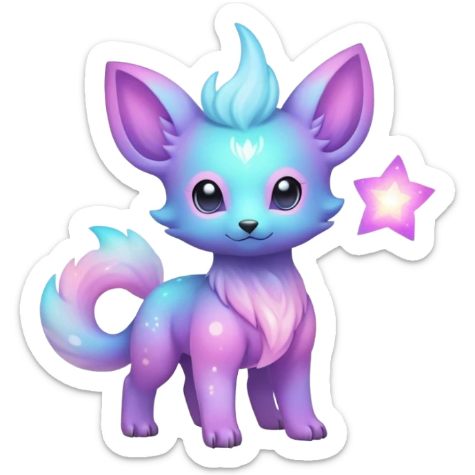 Cute cool colorful pastel nebula fantasy animal hybrid Fakemon full body  sticker
