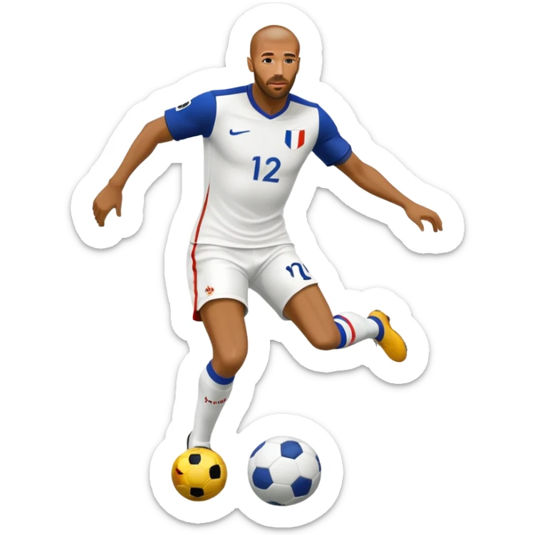 Thierry Henry with a football at his feet French football legend sticker