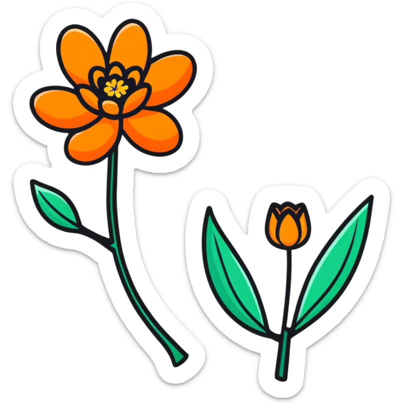 cempasúchil flower, Day of the Dead marigold, vibrant orange flower sticker