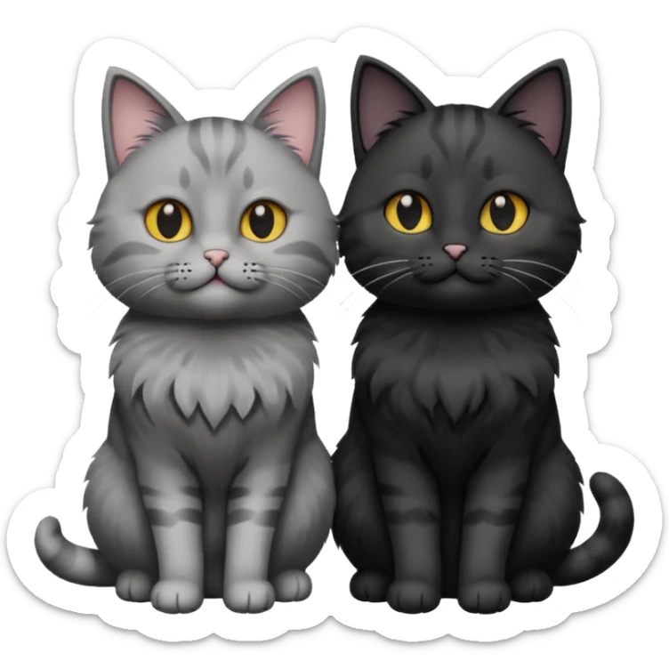 You can make an emoji of two cats looking at each other, one black and the other gray. sticker