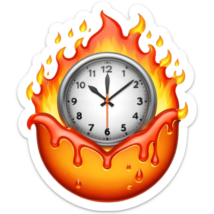 CLOCK ON FIRE sticker