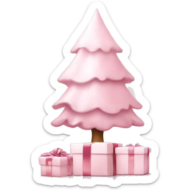 Light pink Christmas gifts under a white Christmas tree  sticker