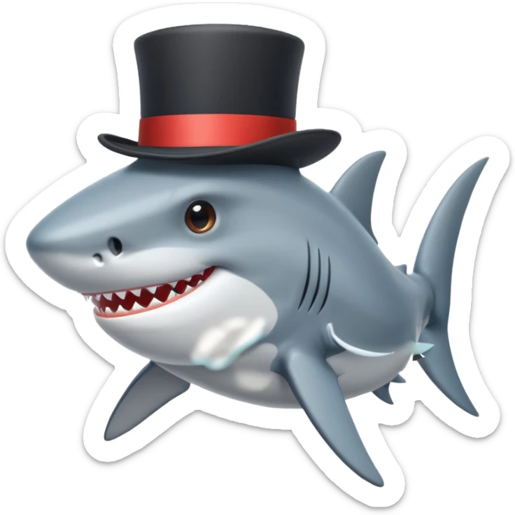 Shark with a top hat sticker