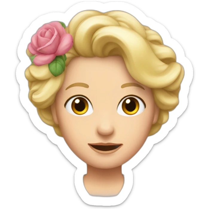 Une grand-mère avec des cheveux blonds et une chemise avec des fleurs sticker