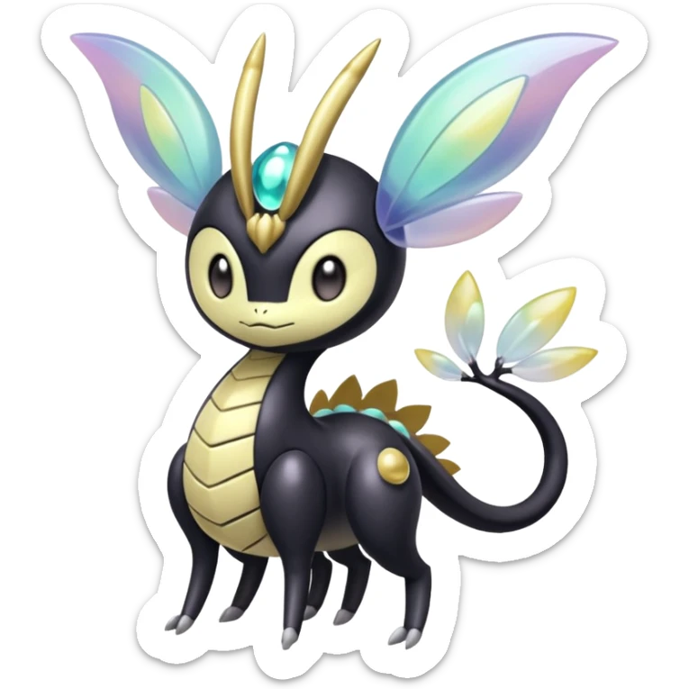 Shiny glossy melanistic oily pastel white bright Meloetta-Giratina-Noibat-Pokémon-Fakémon-fusion-hybrid-creature sticker