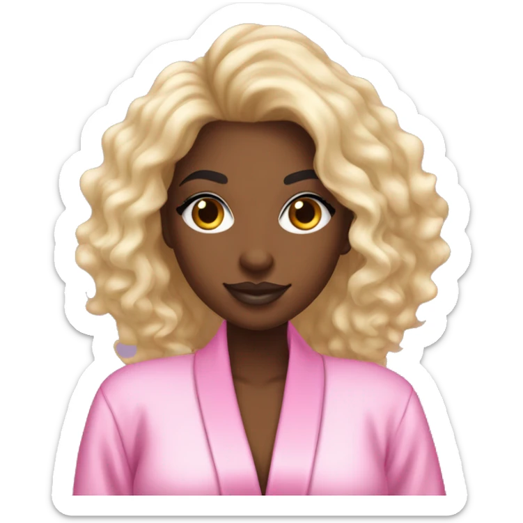 A black girl with Victoria secret like bombshell hair with a Victoria secret robe on  sticker