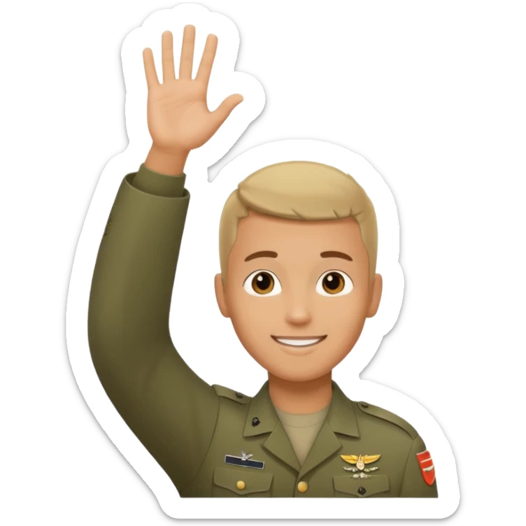 joven trigueno corte militar sonrisa bonita mano arriba sticker