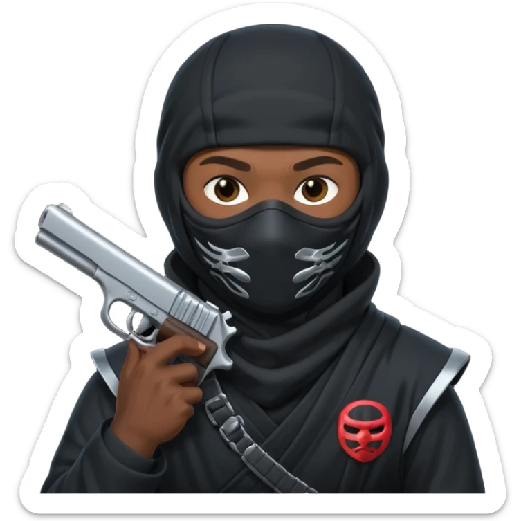 Una persona que sea así 🥷 pero con una pistola  sticker