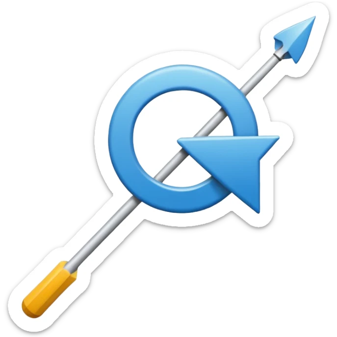 Quiero que hagas un círculo azul y con una flechita en el medio blanca sticker