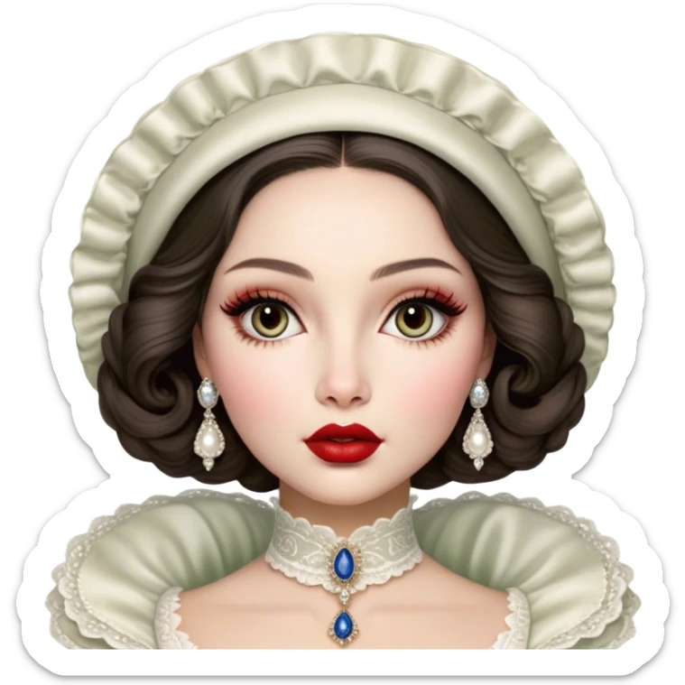porcelain doll skin, fine details, olivia culpo as milady de winter, jinyoung shin art, refined nose, scarlet, dim light, by Maude Kaufman Eggemeyer, great digital art with details, by Scott Samuel Summers, ad image, ori and the blind, stunningly realistic sticker