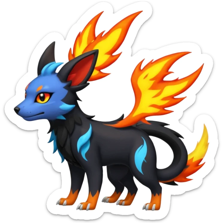 
Houndour-Torracat-Zorua-Salandit-Noibat-Flareon-Fakémon-Digimon-fusion (full body) sticker