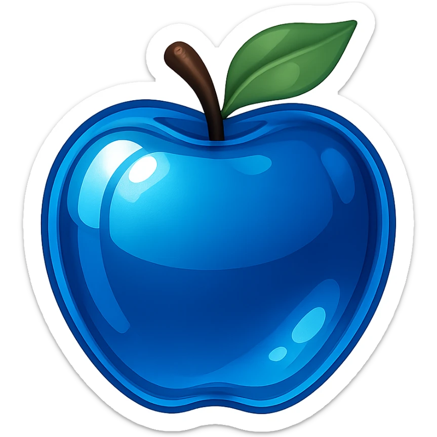 Make the blue part more vibrant and glass glossy, no symbols, no sword, in apple emoji style. sticker