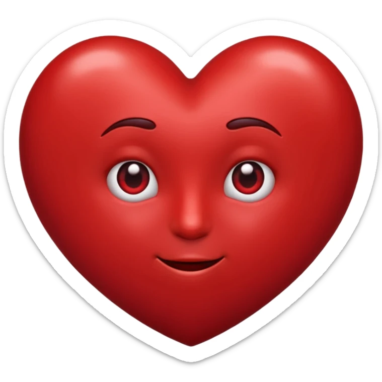 Un cuore grande rosso scuro con sotto faccina innamorata  sticker