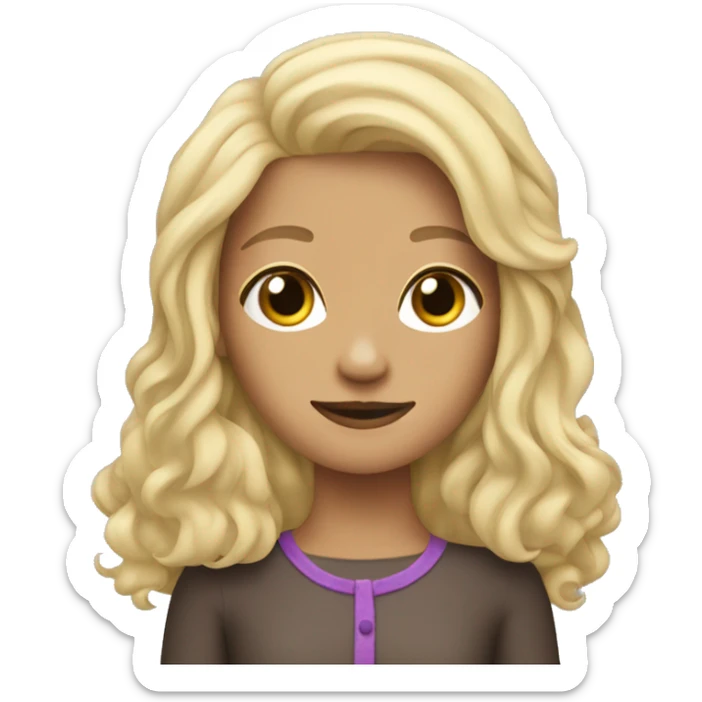 Blonde girl long hair with wire haired dark wiener dog on arm  sticker